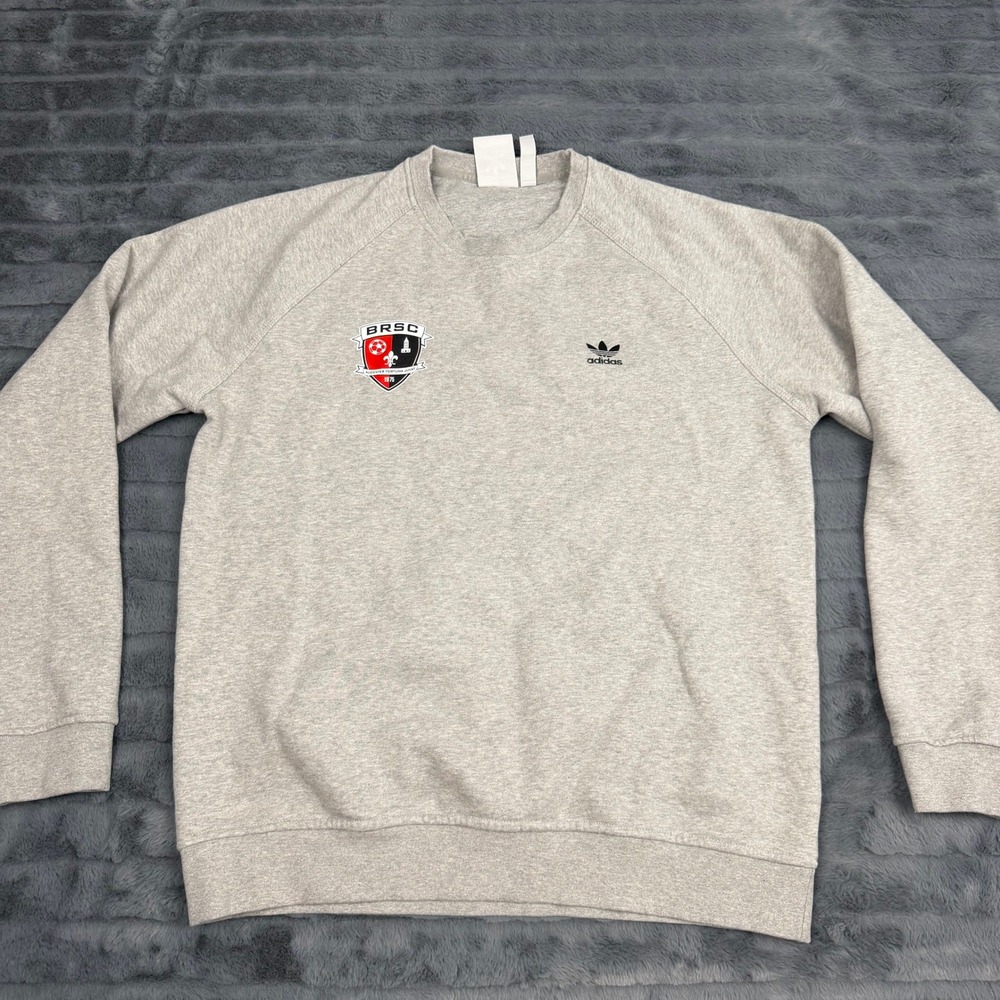 Adidas Originals Mens BRSC Soccer Crest Raglan Sweatshirt Gray Large 14261
